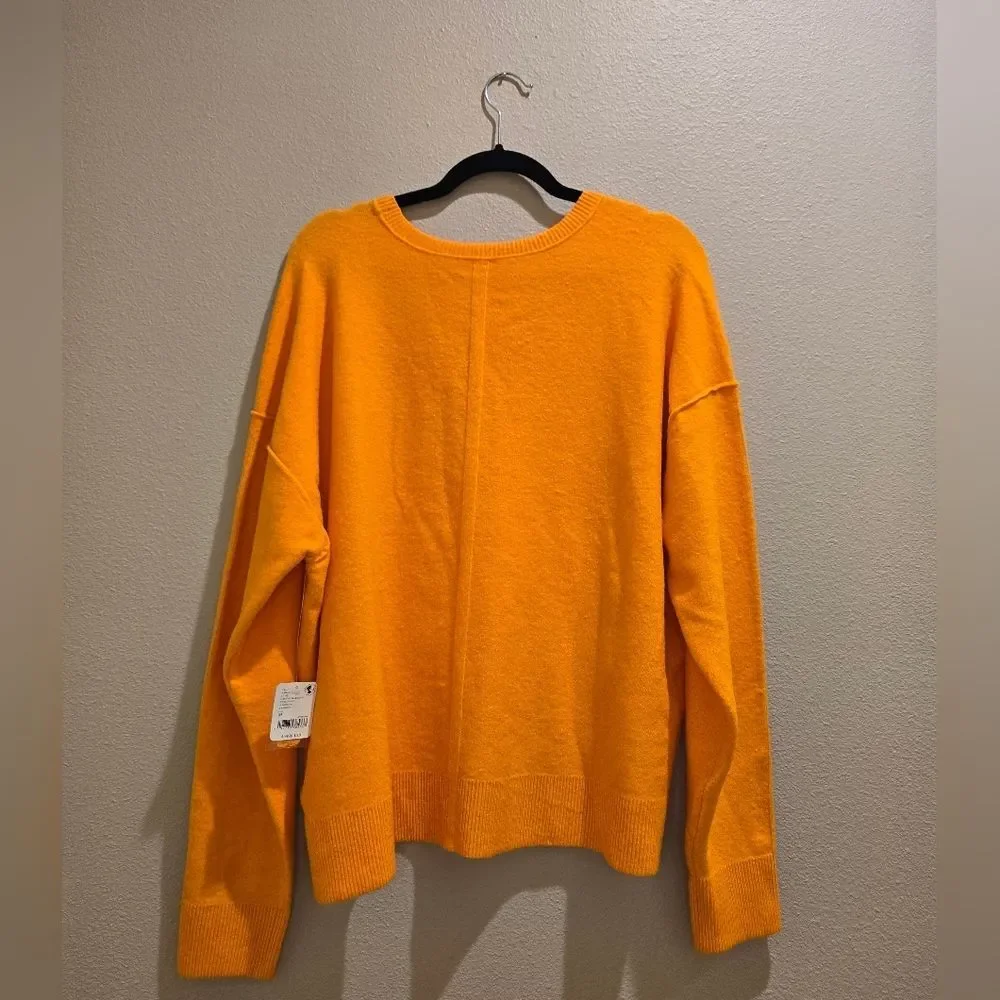 Free People Orange Yellow Crew Neck Sweater NWT Sz M